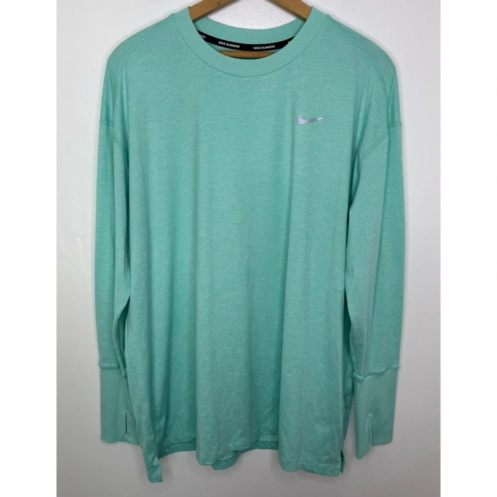 NIKE Running Dri-Fit Bright Teal Long Sleeve Top